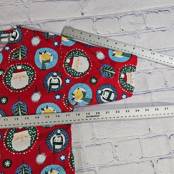 UA Scrubs Red Christmas Holiday Santa Short Sleeves Scrub Top WOMENS SIZE XS - Picture 2 of 5